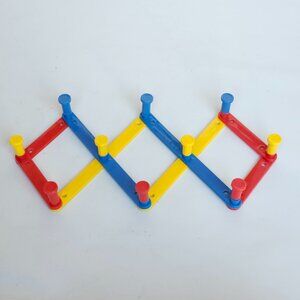 RETRO Accordion Peg Board Home Décor Coat Hook Rack Primary Colours KIDS Room